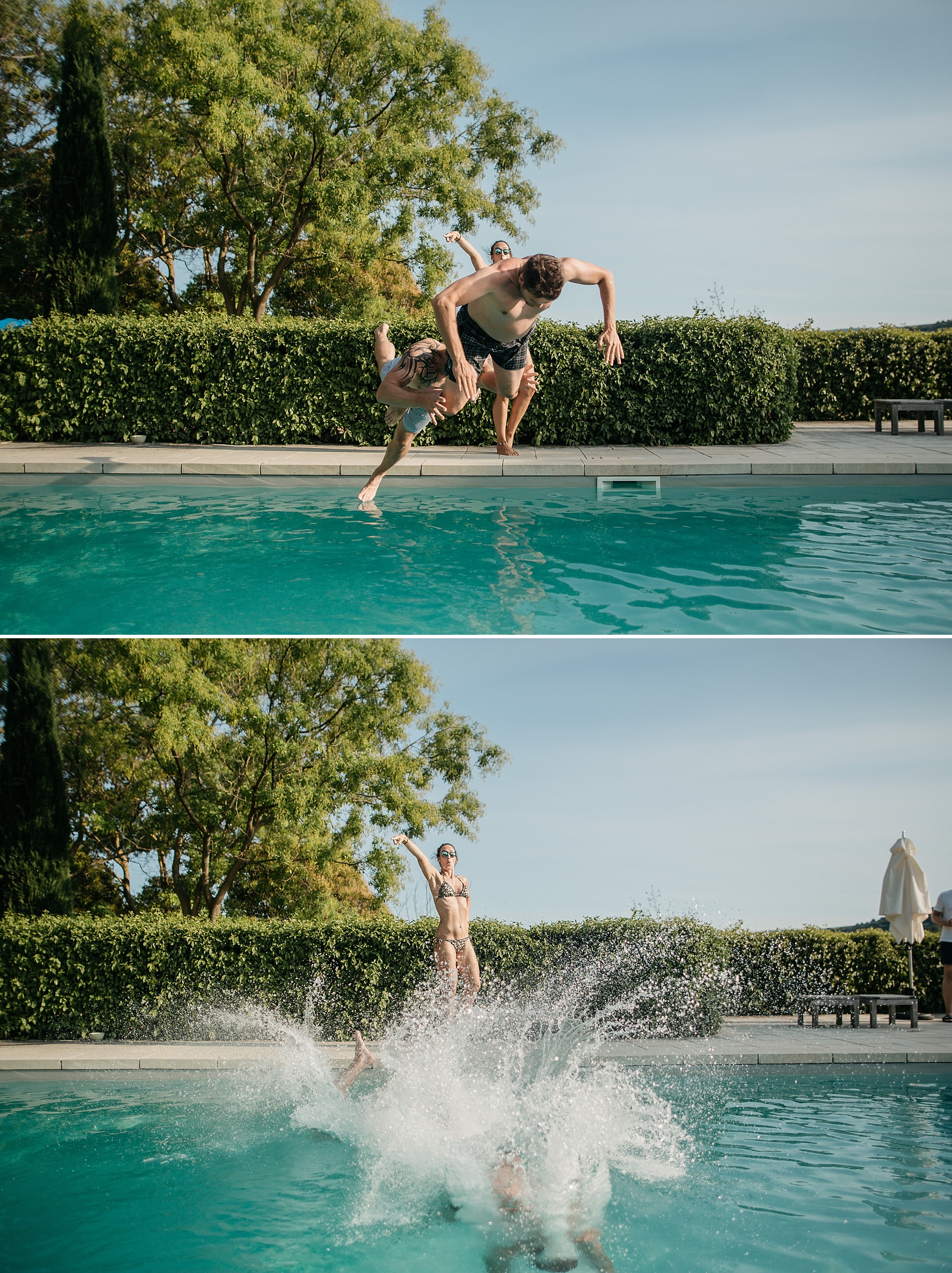 Traumhafte Hochzeit in der Provence. Fun at the pool.