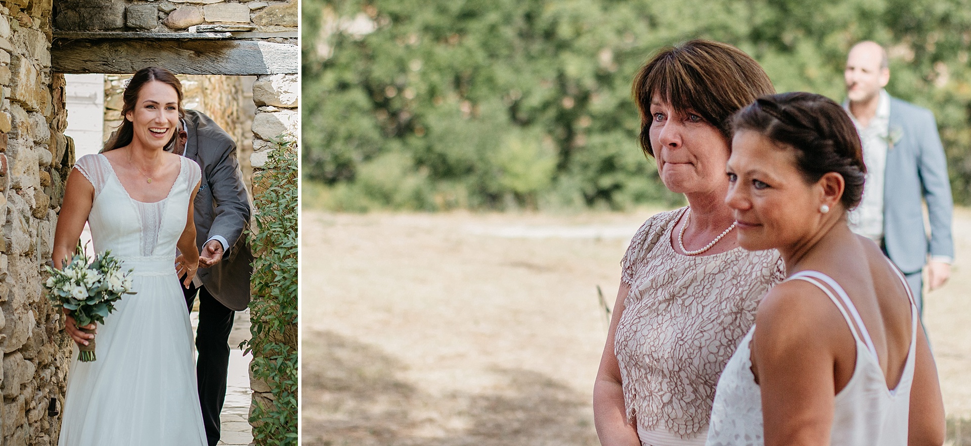 Traumhafte Hochzeit in der Provence. Die Braut wird sehnlichst erwartet. Die Mutter der Braut ist zutiefst gerührt.