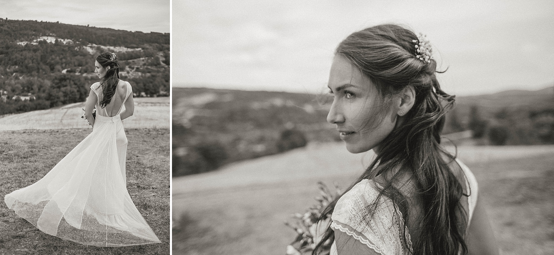 Traumhafte Hochzeit in der Provence. Die Braut. Brautportrait.